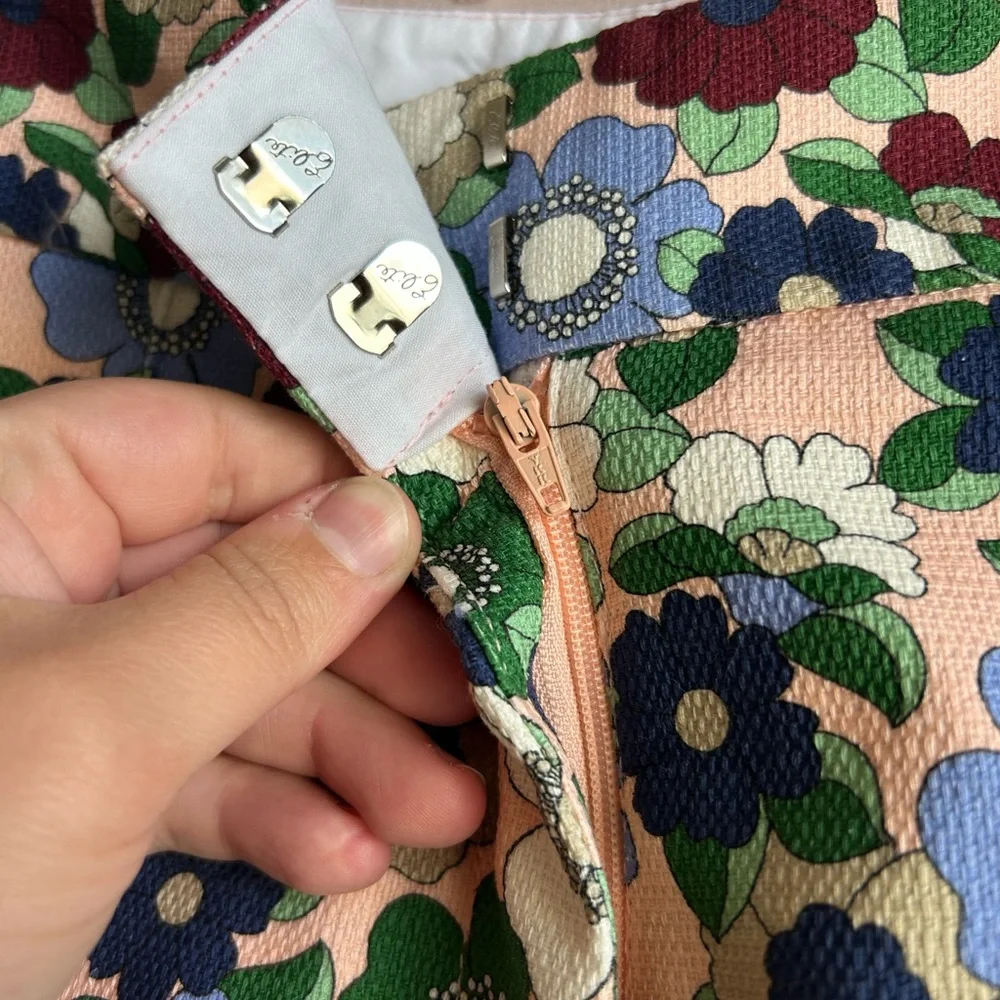 Smythe Floral Jacquard Straight‎ Leg Trousers Sz 2/26 Cotton Blend - Picture 4 of 5